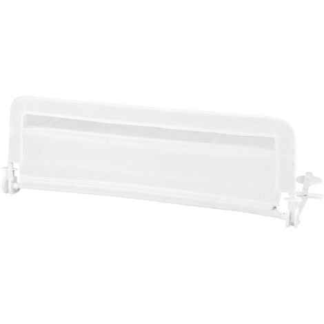 Barrière de Lit Enfants 120 x 42 cmavec Sangles Barrière de Sécurité Pliable avec Tissu en Maille Respisante Angle Réglable 0°à 180° Blanc