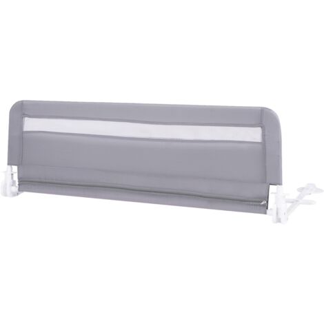 Barrière de Lit Enfants 120 x 42 cmavec Sangles Barrière de Sécurité Pliable avec Tissu en Maille Respisante Angle Réglable 0°à 180° Gris