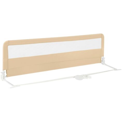 Barrière de Lit Enfants avec Sangles Barrière de Sécurité Pliable avec Tissu en Maille Respisante Angle Réglable 0°à 180° Beige