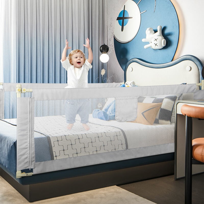 Barriere de securite Enfant lit 180 cm de Plus Grand 28 Niveaux de réglage de la Hauteur, Gardien de Rails de lit pour Tout-Petit pour Les