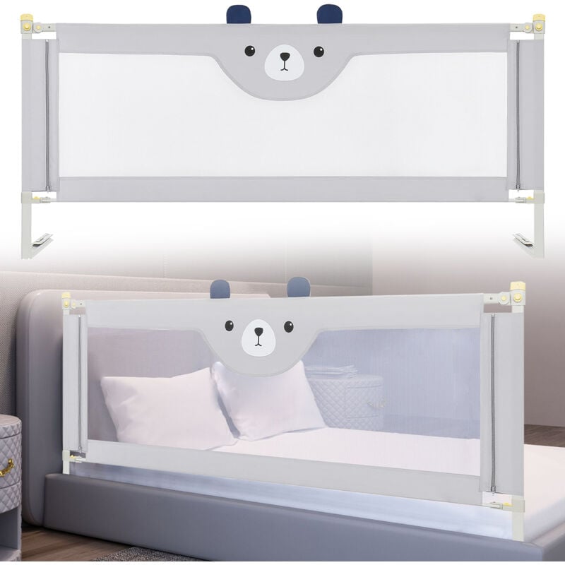 Barrière de lit pour Enfant,Bébé Barrière de Sécurité de Lit avec Double Verrouillage , Anti-Chute Barriere Réglable en Hauteur de 64 à 96 cm