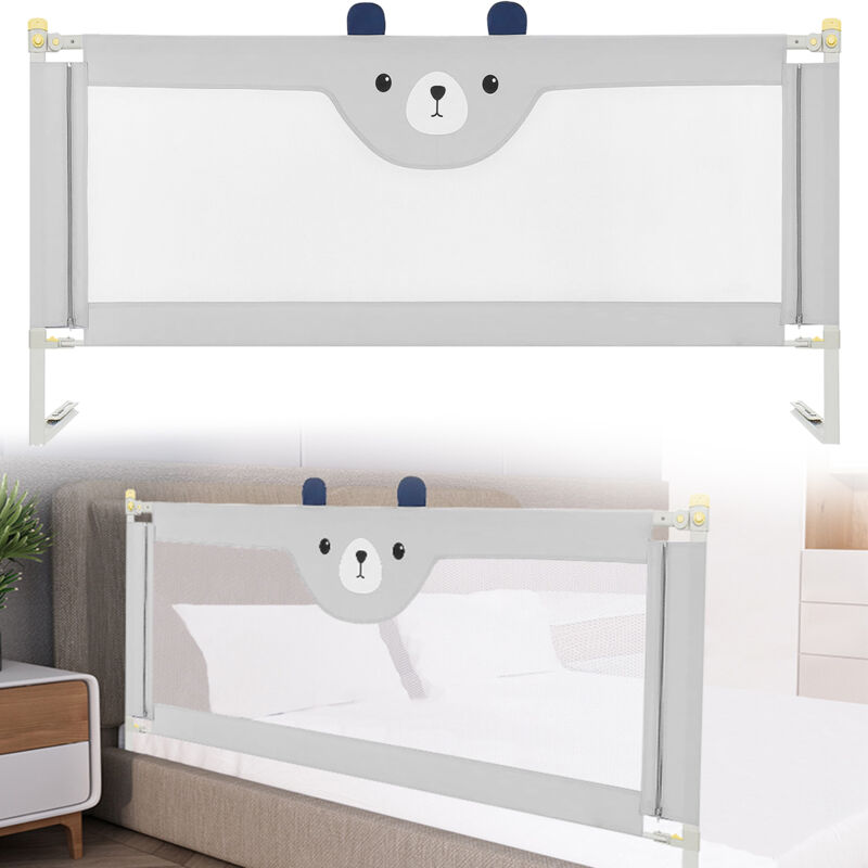 Aquasup - Barrière de lit pour Enfant,Bébé Barrière de Sécurité de Lit avec Double Verrouillage , Anti-Chute Barriere Réglable en Hauteur de 64 à 96