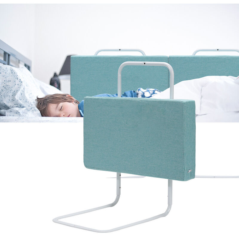 Jopassy - Barrière de lit réglable en hauteur 50 cm Anti-chute Tube en acier réglable de 40 à 60 cm Pour lit d'enfant lit de parent Vert marin