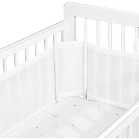 Barrière de lit réglable pour bébé – Amovible, Lavable, Portable Barrière de Protection 3D Respirante et résistante aux Chocs pour Nouveau-nés, pour Toutes Les Saisons (Blanc)