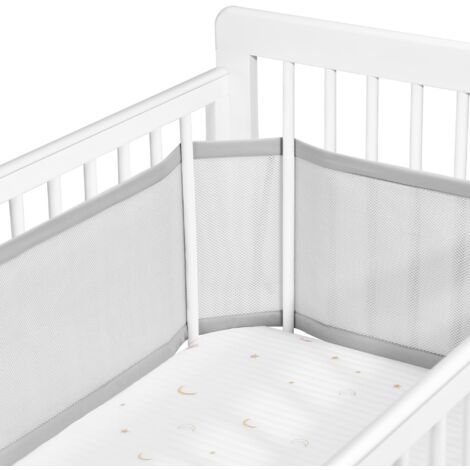 Barrière de lit réglable pour bébé – Amovible, Lavable, Portable Barrière de Protection 3D Respirante et résistante aux Chocs pour Nouveau-nés, pour Toutes Les Saisons (Gris)