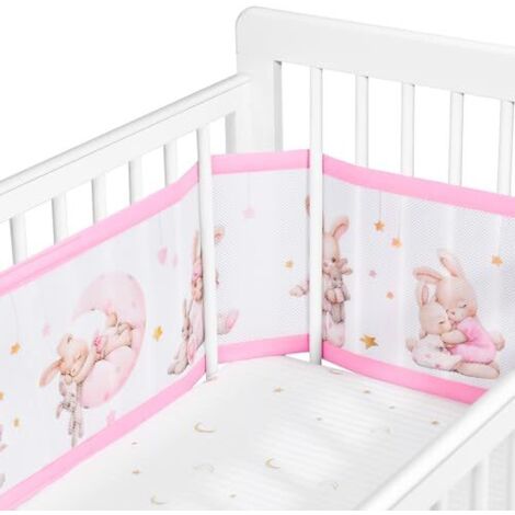 Barrière de lit réglable pour bébé – Amovible, Lavable, Portable Barrière de Protection 3D Respirante et résistante aux Chocs pour Nouveau-nés, pour Toutes Les Saisons (Lapin)