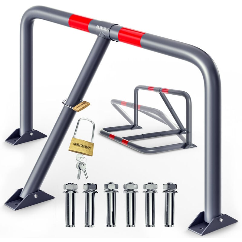 Barrière de parking rabattable 80x47x44 cm Barrière de stationnement avec cadenas Arceau de parking