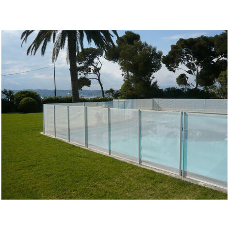 Barrière de piscine Beethoven prestige blanche avec piquets anodisés - Longueur barrière: 15 mètres