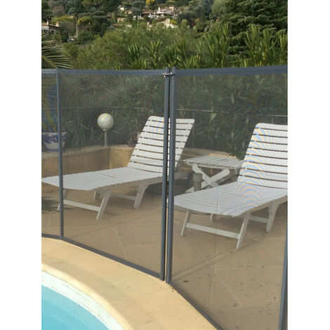 Barriere de piscine Beethoven prestige grise avec piquets gris - Longueur barrière: 15 mètres