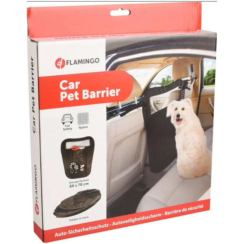Flamingo - Barrière de protection entre siège pour voiture noir pour chien