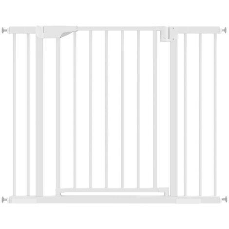 Barrière de Protection Enfant pour Escalier et Cuisine, Auto-Fermeture, 76-103 x 76 cm, Blanc