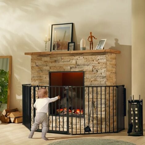 NORDLINGER PRO Pare feu pliable avec portillon - protection feu cheminee et  poele - Barrière de sécurité bébé - Achat & prix