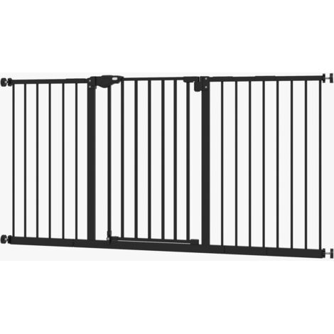 Barrière de sécurité 136,3 cmx76,2 cm pour animaux, sans perçage, métal et plastique noir, pour escalier