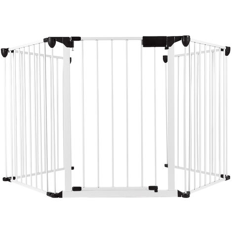 Barrière de Sécurité 310 cm Grille Protection pour Animaux Cheminée Escalier Blanc