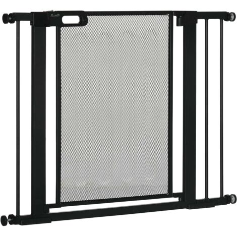 Barrière de sécurité animale, fermeture automatique double verrouillage, largeur 75-103 cm, noir
