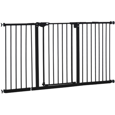 Barrière de sécurité animaux avec fermeture auto, double verrouillage, sans perçage, 3 extensions, noir