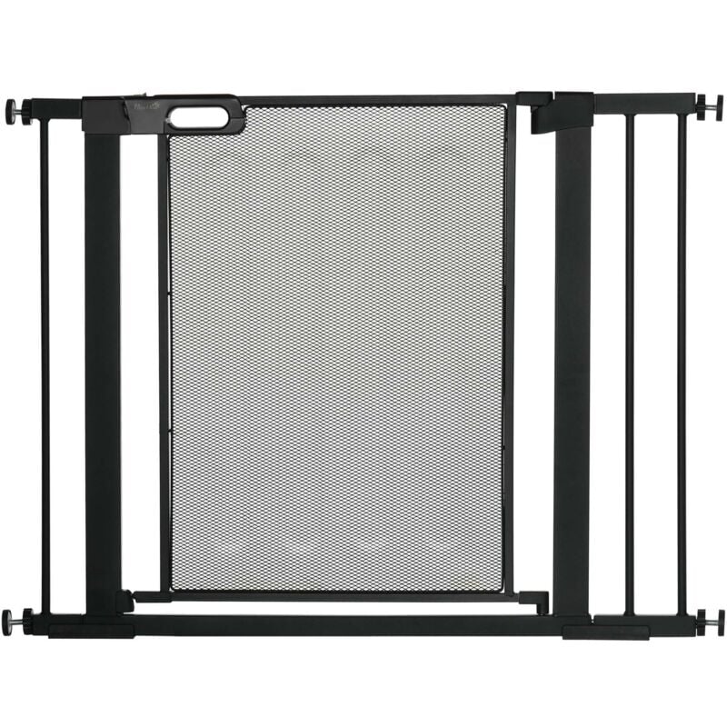 Pawhut - Barrière de sécurité animaux - longueur réglable dim. 75-103 cm - porte double verrouillage, ouverture double sens -sans perçage - acier abs