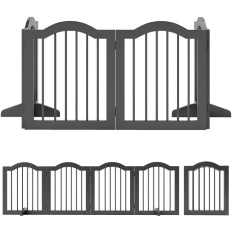 Barrière de sécurité autoportante pliable-4 panneaux-Pieds stables-Noir-208x29.5x61(cm)