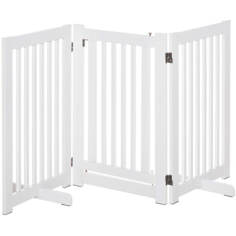 Barrière de sécurité autoportante réglable et pliable en bois blanc 155 x 1,8 x 76 cm - Pour bébés et enfants
