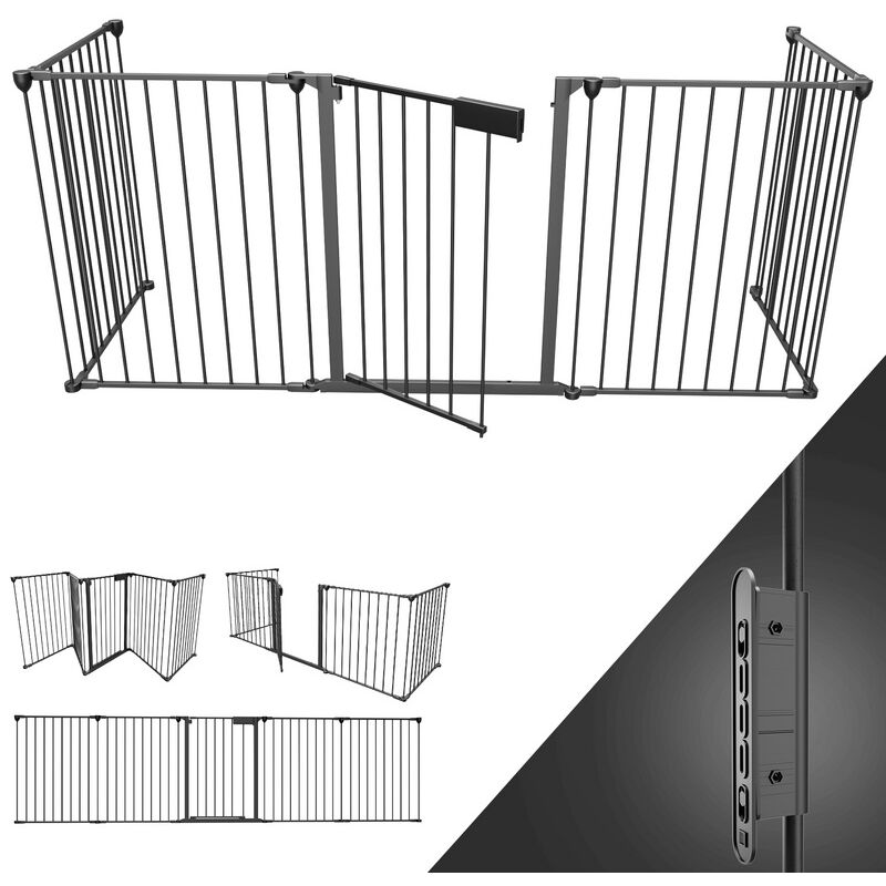 Jopassy - Barriere de securite Barrière de cheminée Grille de porte Pliable 5x Enfant Noir