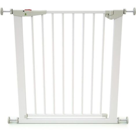 Barrière de sécurité bébé extensible 72,5 à 103 cm – Acier blanc – Ouverture portillon – Fixation par perçage sur montants rigides – Webaby