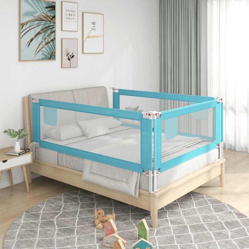 Barrière de sécurité de lit enfant Bleu 90x25 cm Tissu vidaXL