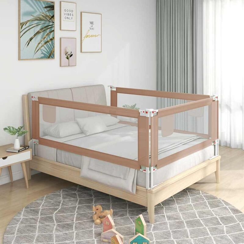 vidaXL Barrière de sécurité de lit d'enfant Taupe 100x25 cm Tissu