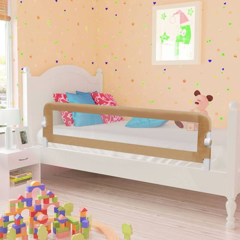 Prolenta Premium - skm Barrière de lit enfant Taupe 150x42 cm Polyester
