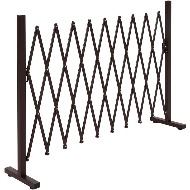 Barrière de sécurité en aluminium HWC-K56 - Grille de sécurité extensible pivotante en acier 103x36-265x31cm - marron