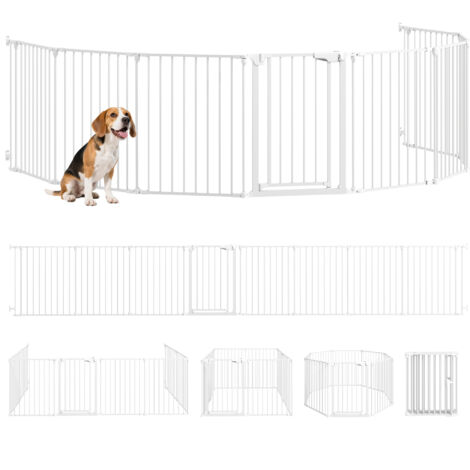 Barrière de sécurité en métal parc enclos pliable et modulable pour chien et enfant 8 panneaux 61 x 75 cm blanc