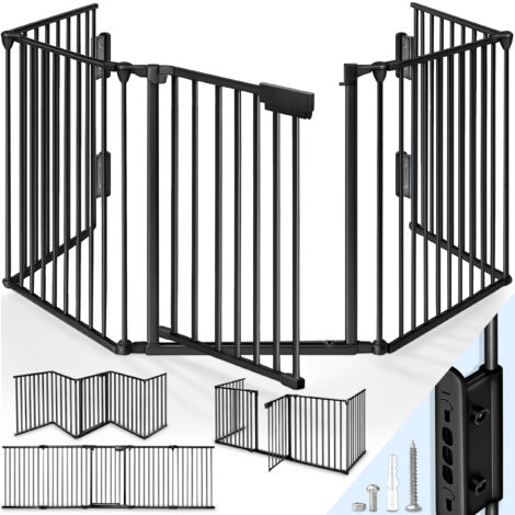 Barrière de sécurité enfant 300 cm – Grille de protection métal pliable avec porte – 5 éléments pré-assemblés – Fixation murale incluse – Kiduku