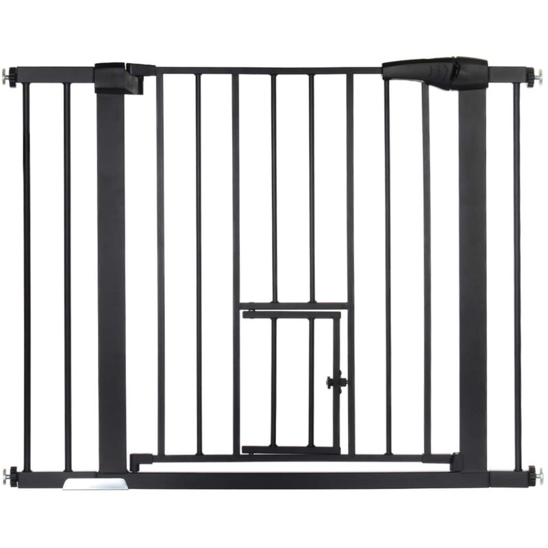 Maerex - Barrière de sécurité enfant extensible H.76 x l.75-103 cm Barrière d'escalier fermeture facile avec petite porte noir