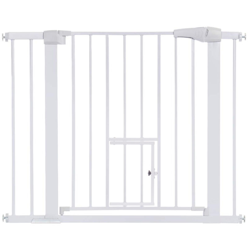 Maerex - Barrière de sécurité enfant extensible Barrière d'escalier fermeture facile avec petite porte H.76 x l.75 - 103 cm blanc Hasaki