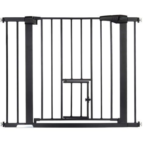 Barrière de sécurité enfant extensible Barrière d'escalier fermeture facile avec petite porte H.76 x l.75 - 103 cm noir Jmax