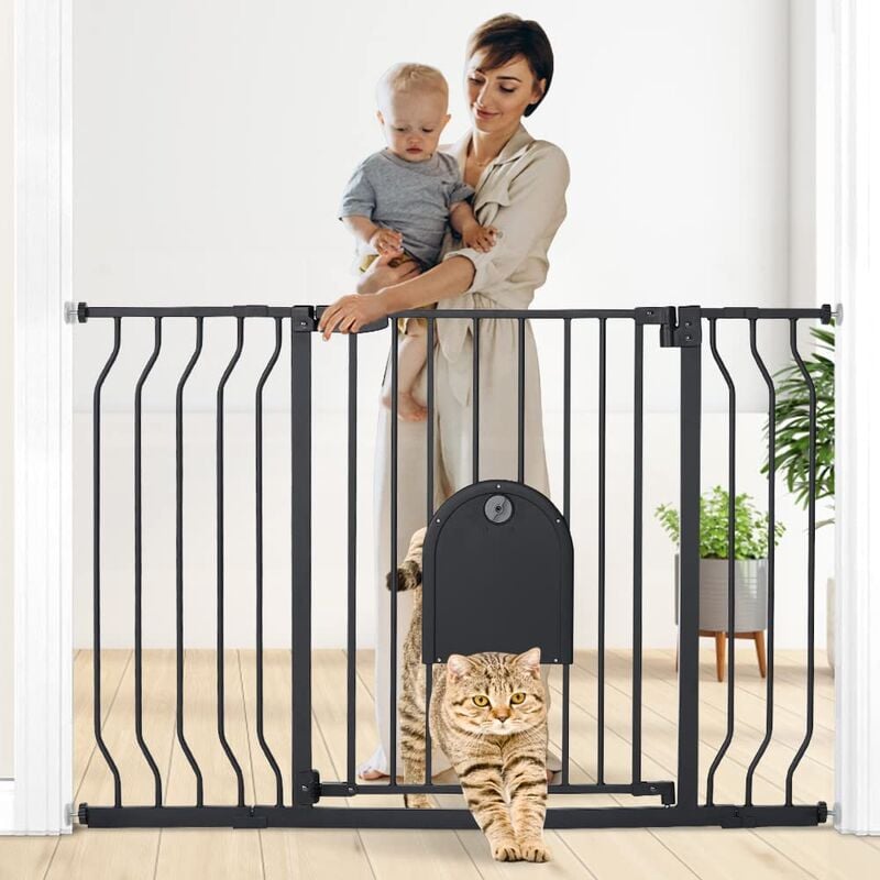 Barrière de sécurité enfant extensible Barrière d'escalier fermeture facile H.76 x l.75 - 111 cm max. noir