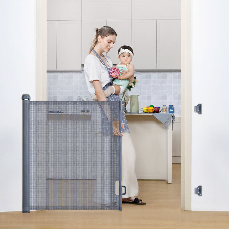 Drillpro - Barrière de sécurité enfant extensible Barrière d'escalier à fermeture facile H.84 x L.140 cm max. lbtn gris