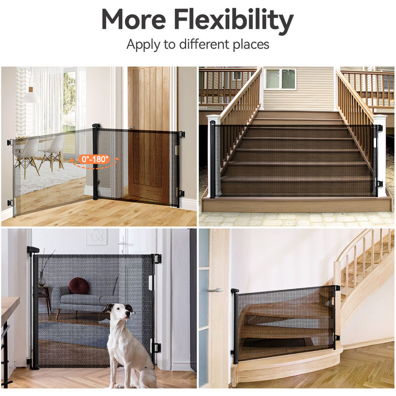 Insma - Barrière de sécurité enfant extensible Barrière d'escalier fermeture facile H.84 x l.140 cm max. noir Fantablau