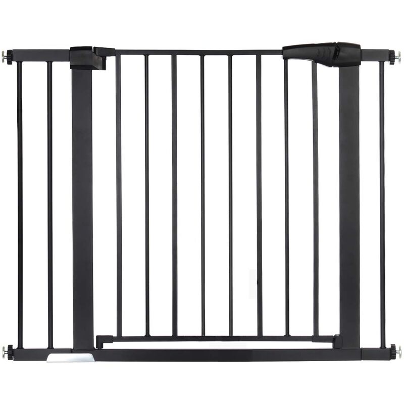 Maerex - Barrière de sécurité enfant extensible H.76 x l.75-103 cm Barrière d'escalier fermeture facile noir