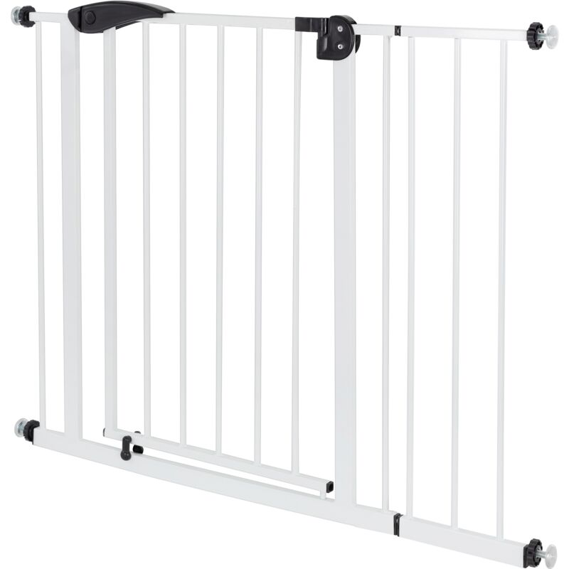 ECD Germany Barrière de Sécurité pour Enfants, Chiens, Largeur 95-105 cm, sans Perçage, Blanc, Pivotant des Deux Côtés, Fermeture Automatique,