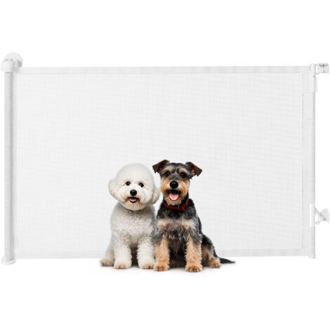 Barrière de sécurité extensible 0-140 cm à une main pour animaux, escalier porte blanc
