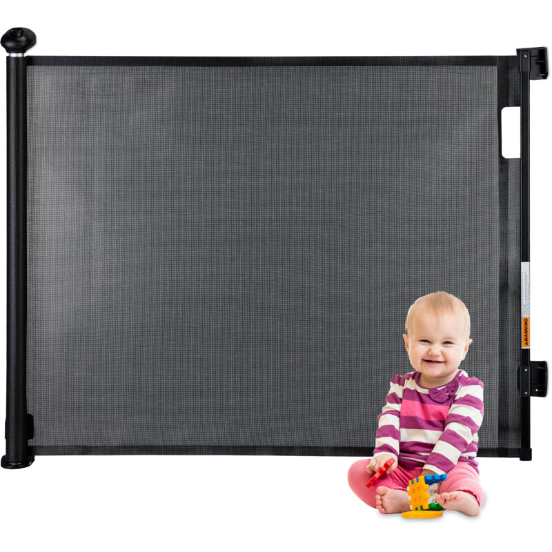 Barrière de sécurité extensible, ouverture 70-140 cm, perçage, escalier, porte, protection, noire - Relaxdays