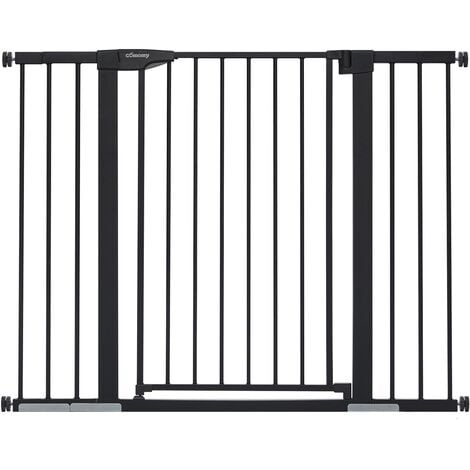 DRILLPRO Barrière de Sécurité extensible Barrière d'escalier Fermeture facile pour bébé chien H.91 cm L.75-124 cm noir LAVENTE