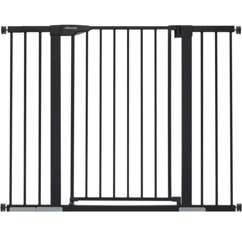 INSMA Barrière de Sécurité extensible Barrière d'escalier Fermeture facile pour bébé chien H.91 cm L.75-124 cm noir