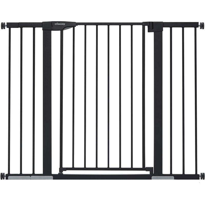 Barrière de Sécurité extensible Barrière d'escalier Fermeture facile pour bébé chien H.91 cm L.75-124 cm noir Fantablau