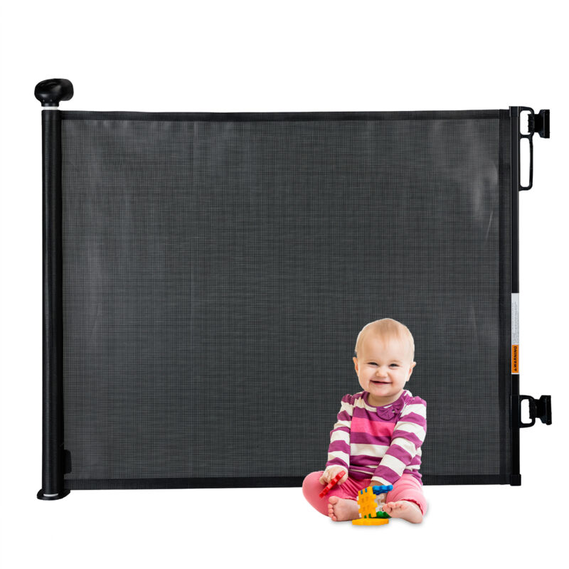 Barrière de sécurité extensible, ouverture 70-140 cm, perçage, protection enfants et chiens, noire - Relaxdays