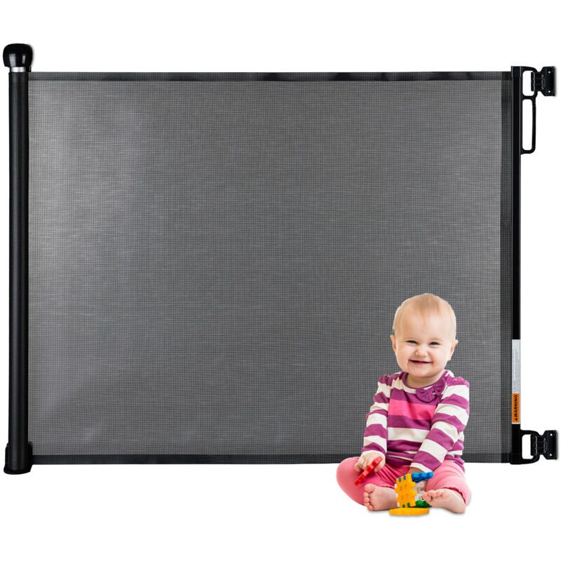 Relaxdays Barrière de sécurité extensible, 70 à 180 cm, perçage, pour enfant, chien, protection, noire