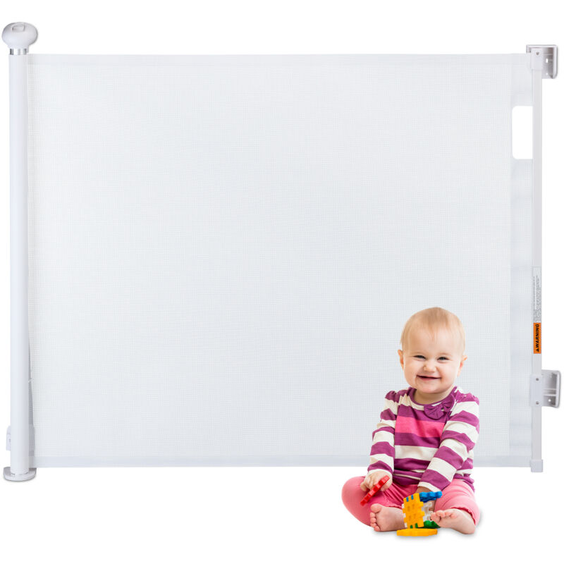Barrière de sécurité extensible, ouverture 70-180 cm, perçage, protection enfants et chiens, blanche - Relaxdays