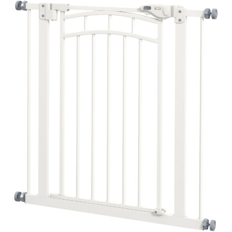Barrière de sécurité extensible pour chien, escalier, double verrouillage, 74-80 x 76 cm, blanc