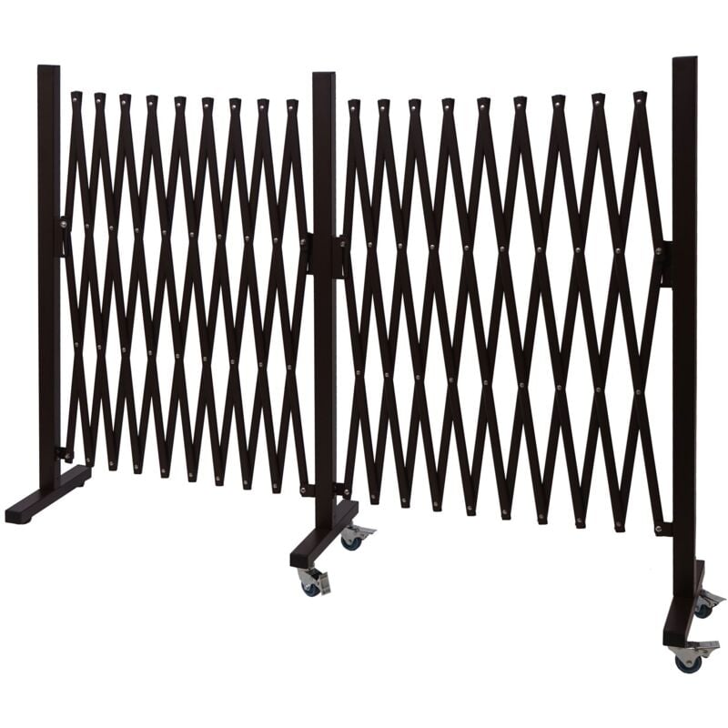 Barrière de sécurité HHG 978, barrière de séparation en ciseaux, marron, hauteur 109cm, largeur 60-530cm