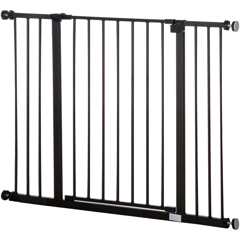 Barrière de sécurité longueur réglable dim. 76-107l x 76H cm sans perçage métal plastique noir